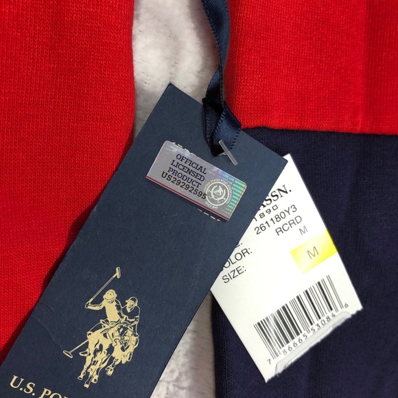 U.S. Polo Assn. NWT Red, Blue, & Gray Color Block Hoodie size M - Picture 6 of 10